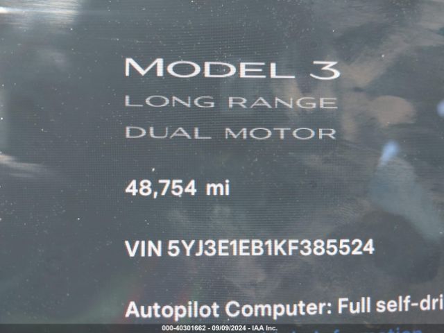 Photo 6 VIN: 5YJ3E1EB1KF385524 - TESLA MODEL 3 