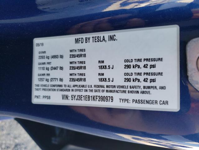 Photo 13 VIN: 5YJ3E1EB1KF390979 - TESLA MODEL 3 