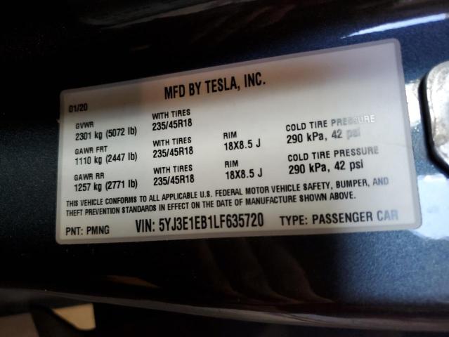 Photo 11 VIN: 5YJ3E1EB1LF635720 - TESLA MODEL 3 