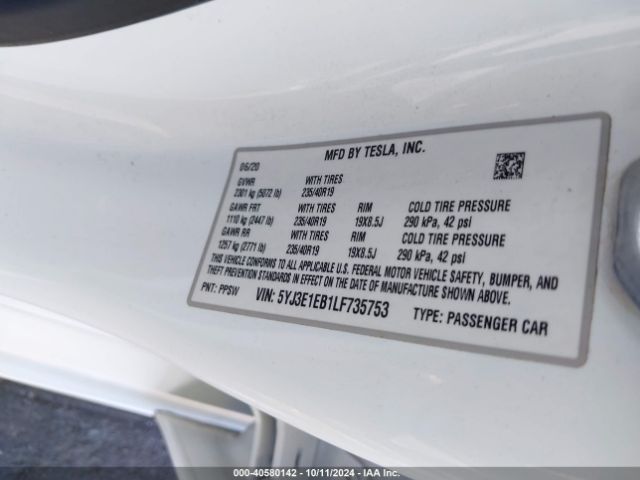 Photo 8 VIN: 5YJ3E1EB1LF735753 - TESLA MODEL 3 