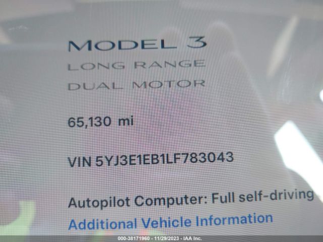 Photo 6 VIN: 5YJ3E1EB1LF783043 - TESLA MODEL 3 