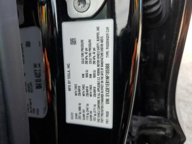 Photo 11 VIN: 5YJ3E1EB1NF185988 - TESLA MODEL 3 