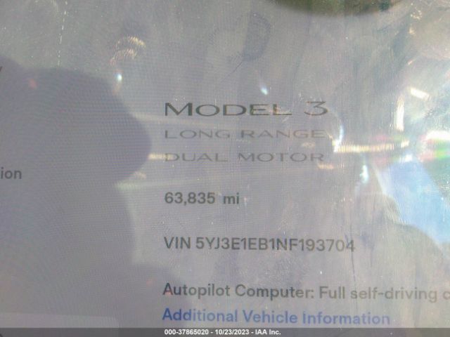 Photo 6 VIN: 5YJ3E1EB1NF193704 - TESLA MODEL 3 