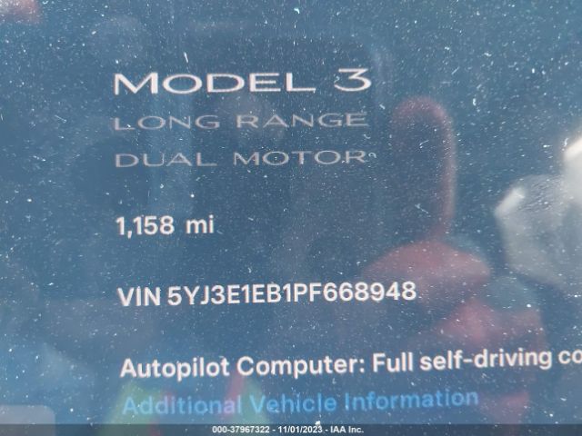 Photo 6 VIN: 5YJ3E1EB1PF668948 - TESLA MODEL 3 