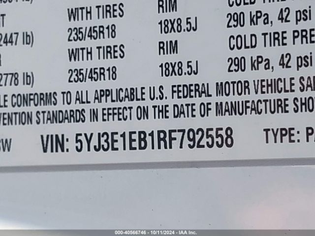 Photo 8 VIN: 5YJ3E1EB1RF792558 - TESLA MODEL 3 