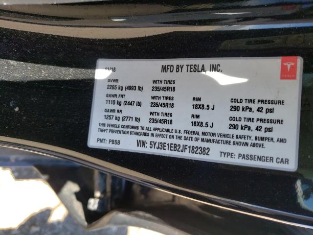 Photo 9 VIN: 5YJ3E1EB2JF182382 - TESLA MODEL 3 