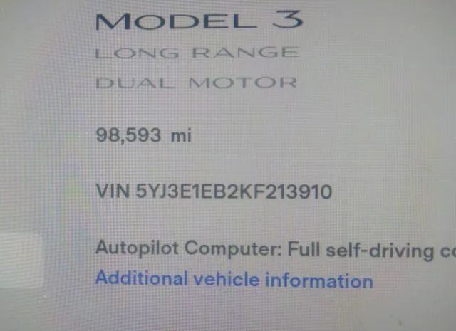 Photo 8 VIN: 5YJ3E1EB2KF213910 - TESLA MODEL 3 