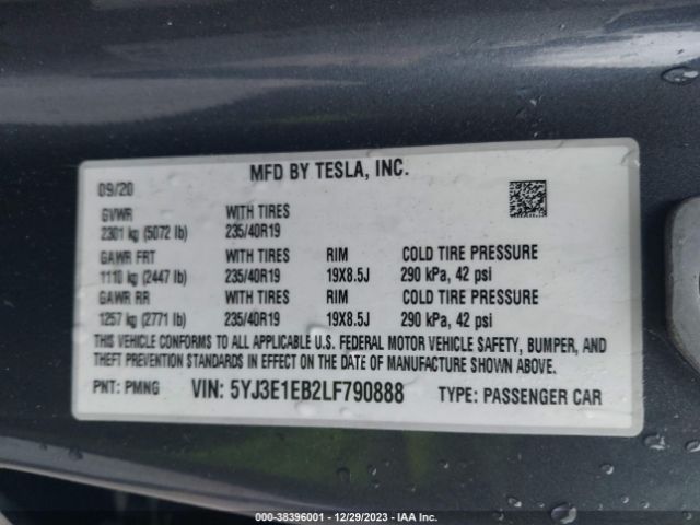 Photo 8 VIN: 5YJ3E1EB2LF790888 - TESLA MODEL 3 