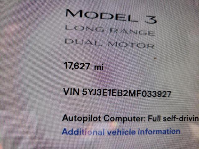 Photo 8 VIN: 5YJ3E1EB2MF033927 - TESLA MODEL 3 