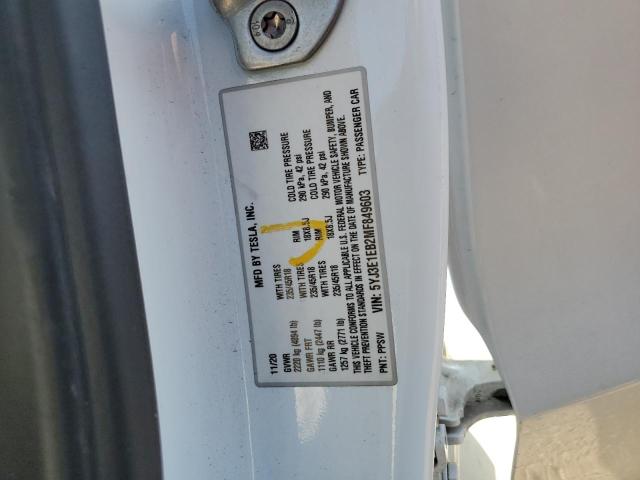 Photo 12 VIN: 5YJ3E1EB2MF849603 - TESLA MODEL 3 