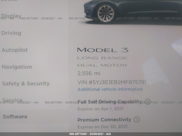 Photo 6 VIN: 5YJ3E1EB2MF875781 - TESLA MODEL 3 