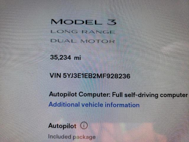 Photo 7 VIN: 5YJ3E1EB2MF928236 - TESLA MODEL 3 