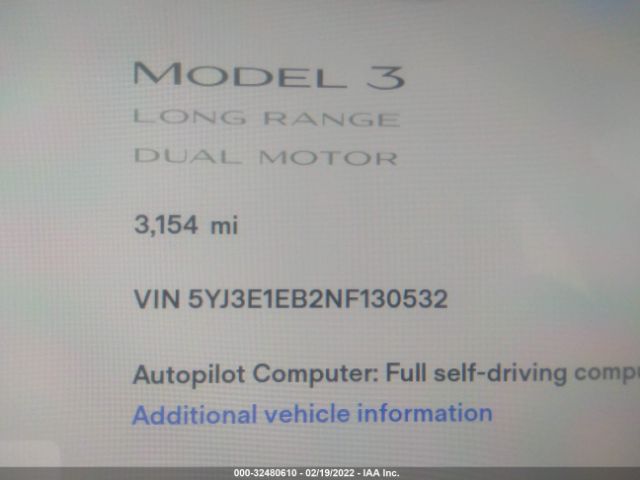 Photo 6 VIN: 5YJ3E1EB2NF130532 - TESLA MODEL 3 