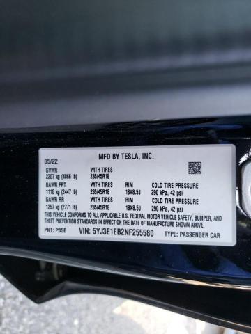 Photo 11 VIN: 5YJ3E1EB2NF255580 - TESLA MODEL 3 