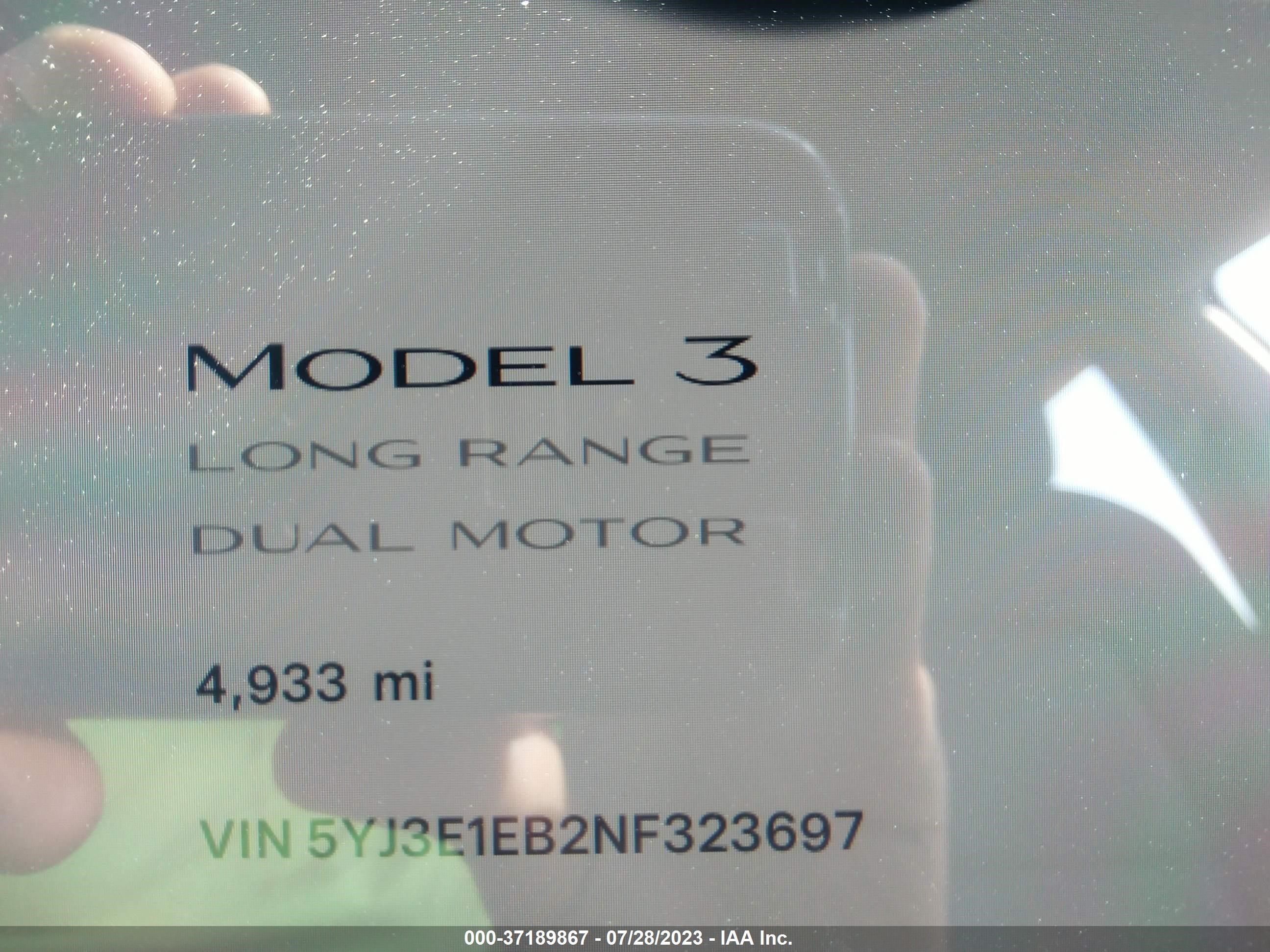 Photo 12 VIN: 5YJ3E1EB2NF323697 - TESLA MODEL 3 