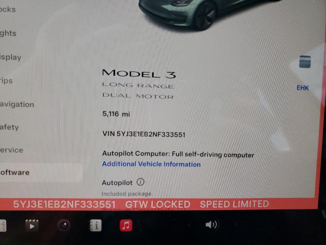 Photo 8 VIN: 5YJ3E1EB2NF333551 - TESLA MODEL 3 