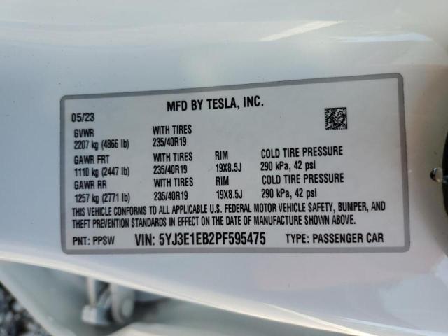 Photo 11 VIN: 5YJ3E1EB2PF595475 - TESLA MODEL 3 