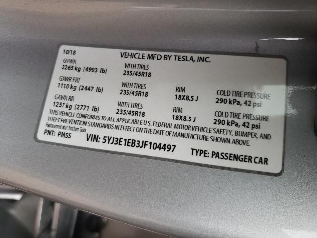 Photo 9 VIN: 5YJ3E1EB3JF104497 - TESLA MODEL 3 