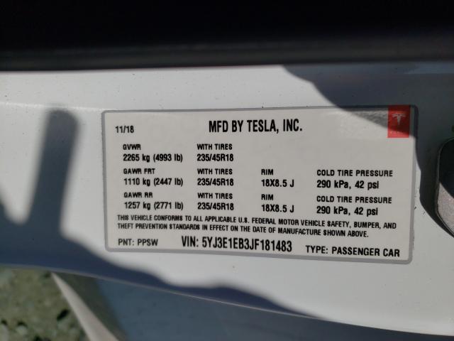 Photo 9 VIN: 5YJ3E1EB3JF181483 - TESLA MODEL 3 