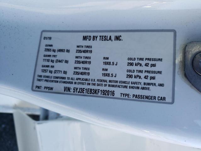 Photo 12 VIN: 5YJ3E1EB3KF192016 - TESLA MODEL 3 