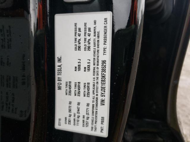 Photo 9 VIN: 5YJ3E1EB3KF385296 - TESLA MODEL 3 