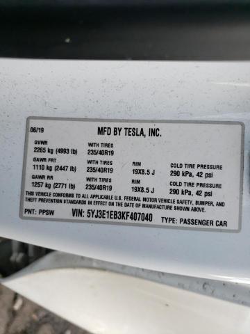 Photo 11 VIN: 5YJ3E1EB3KF407040 - TESLA MODEL 3 