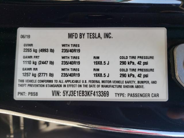 Photo 9 VIN: 5YJ3E1EB3KF413369 - TESLA MODEL 3 