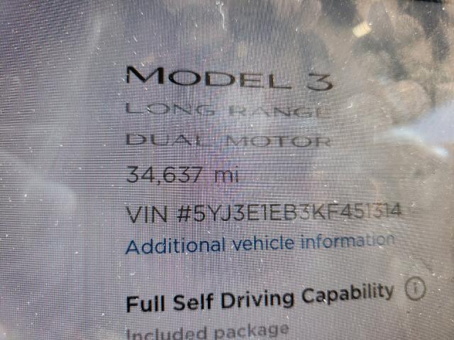 Photo 7 VIN: 5YJ3E1EB3KF451314 - TESLA MODEL 3 