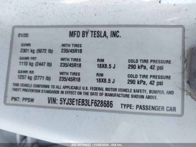 Photo 8 VIN: 5YJ3E1EB3LF628686 - TESLA MODEL 3 