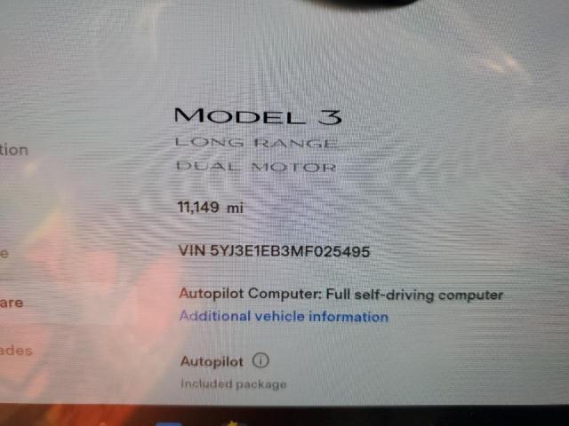 Photo 8 VIN: 5YJ3E1EB3MF025495 - TESLA MODEL 3 