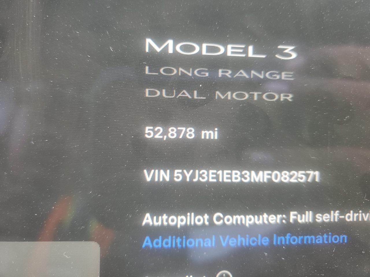 Photo 8 VIN: 5YJ3E1EB3MF082571 - TESLA MODEL 3 