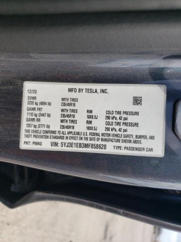 Photo 9 VIN: 5YJ3E1EB3MF858620 - TESLA MODEL 3 