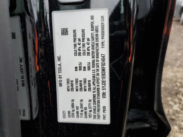 Photo 11 VIN: 5YJ3E1EB3MF924647 - TESLA MODEL 3 