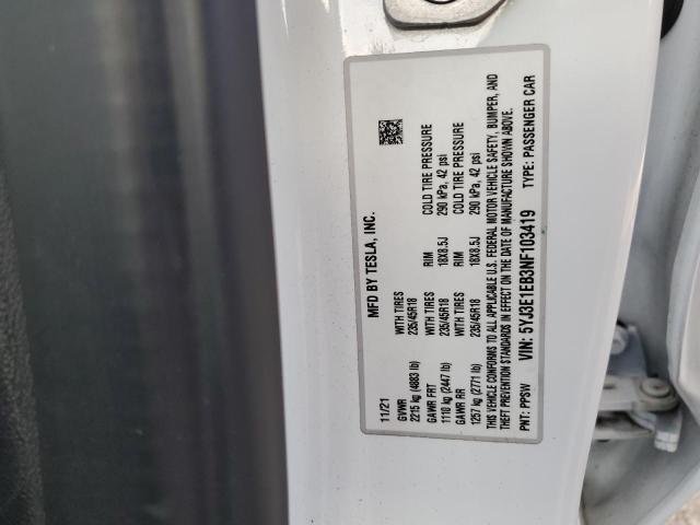 Photo 11 VIN: 5YJ3E1EB3NF103419 - TESLA MODEL 3 