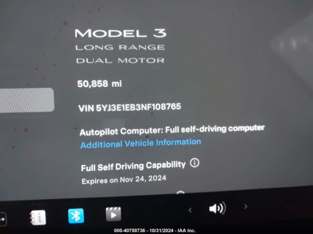 Photo 8 VIN: 5YJ3E1EB3NF108765 - TESLA MODEL 3 