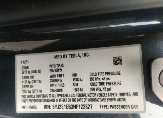 Photo 8 VIN: 5YJ3E1EB3NF122827 - TESLA MODEL 3 