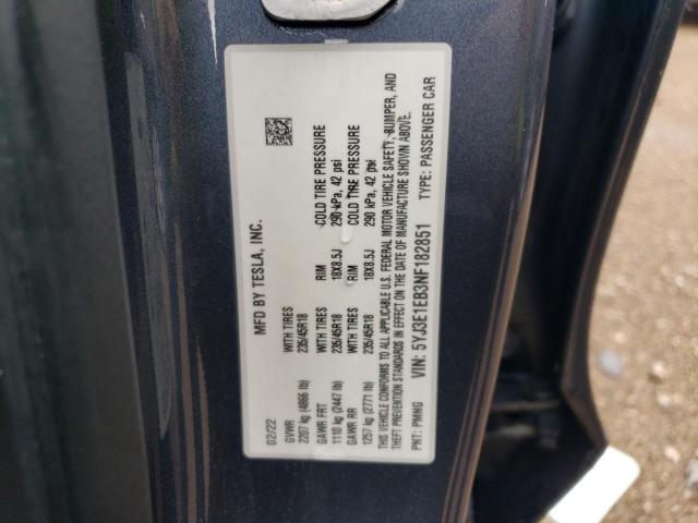 Photo 11 VIN: 5YJ3E1EB3NF182851 - TESLA MODEL 3 