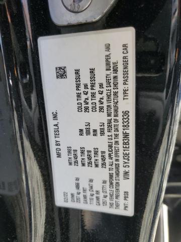 Photo 11 VIN: 5YJ3E1EB3NF183336 - TESLA MODEL 3 