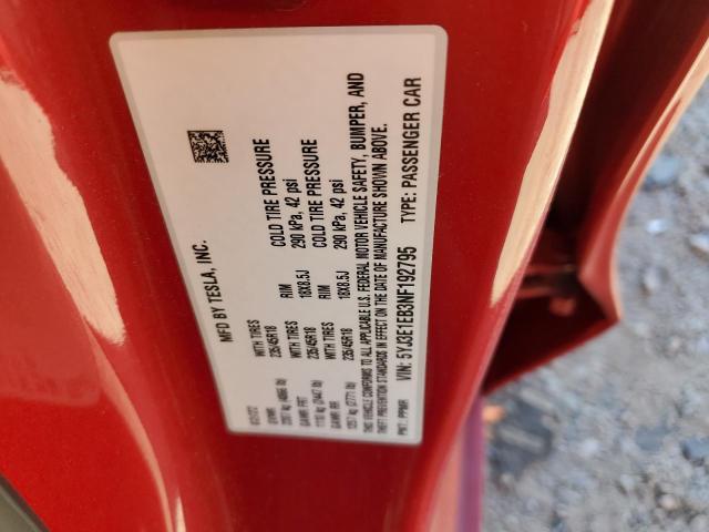 Photo 12 VIN: 5YJ3E1EB3NF192795 - TESLA MODEL 3 