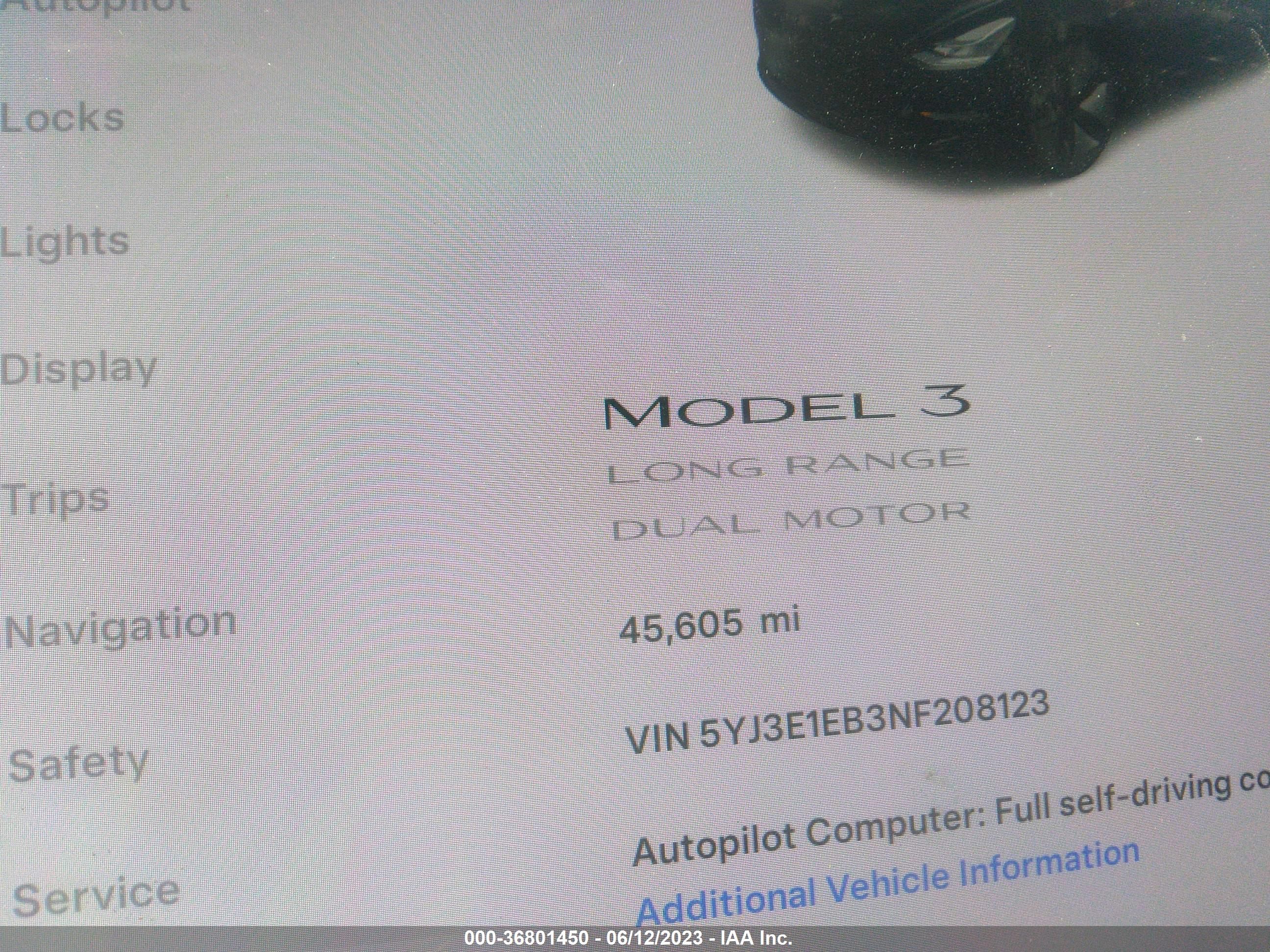 Photo 13 VIN: 5YJ3E1EB3NF208123 - TESLA MODEL 3 