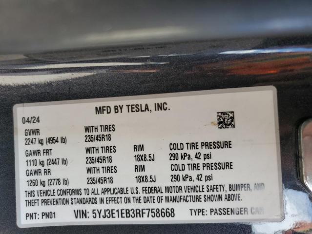 Photo 12 VIN: 5YJ3E1EB3RF758668 - TESLA MODEL 3 