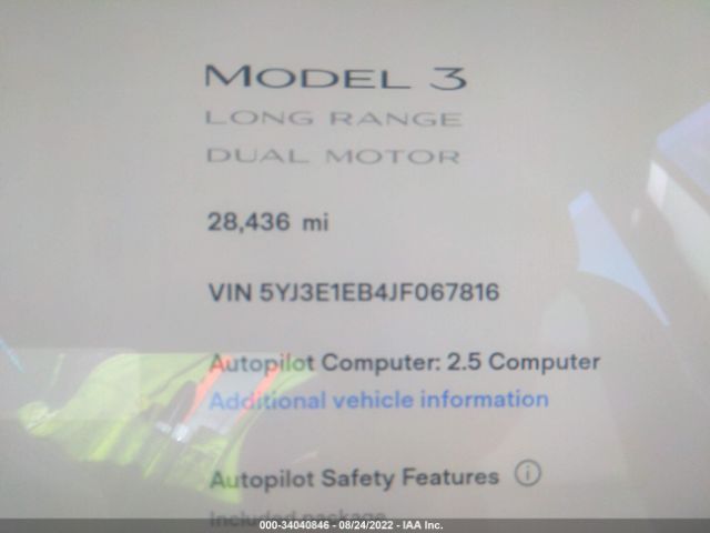 Photo 6 VIN: 5YJ3E1EB4JF067816 - TESLA MODEL 3 