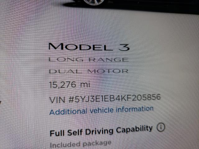 Photo 7 VIN: 5YJ3E1EB4KF205856 - TESLA MODEL 3 