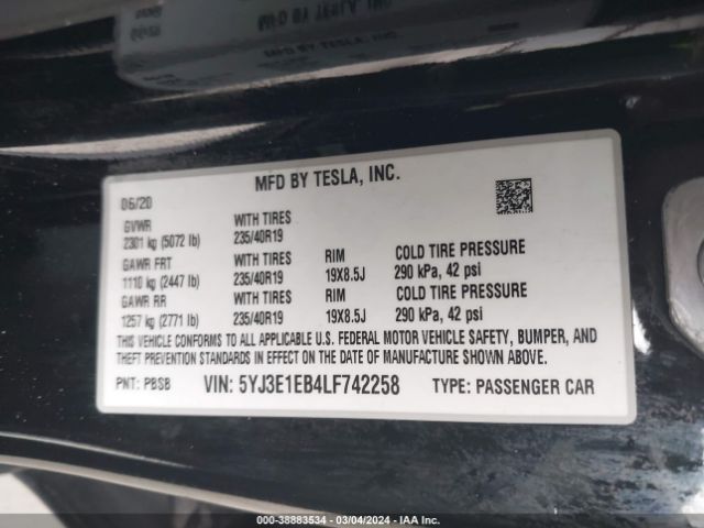 Photo 8 VIN: 5YJ3E1EB4LF742258 - TESLA MODEL 3 