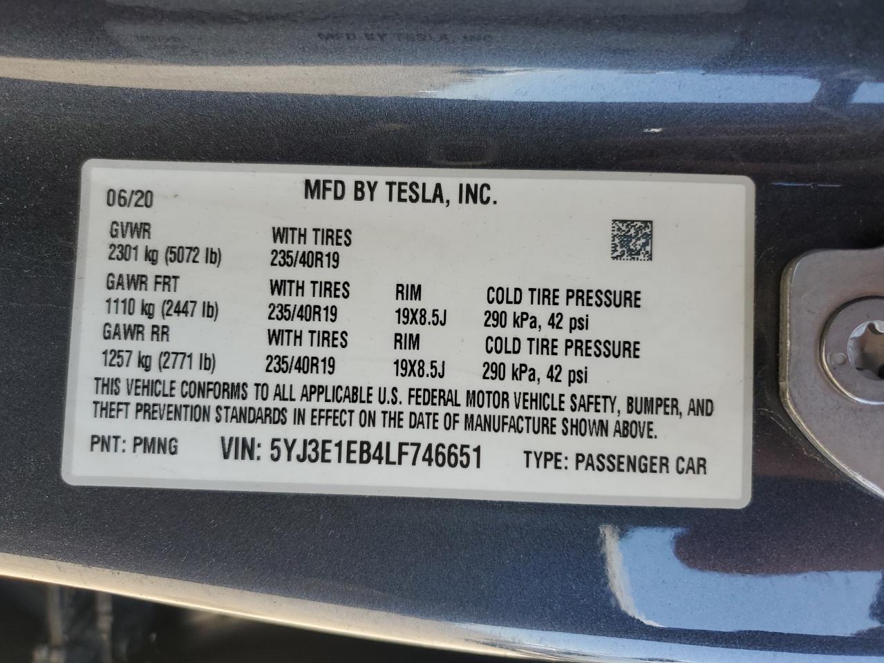 Photo 11 VIN: 5YJ3E1EB4LF746651 - TESLA MODEL 3 