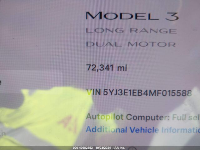 Photo 6 VIN: 5YJ3E1EB4MF015588 - TESLA MODEL 3 