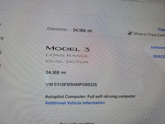 Photo 8 VIN: 5YJ3E1EB4MF086225 - TESLA MODEL 3 