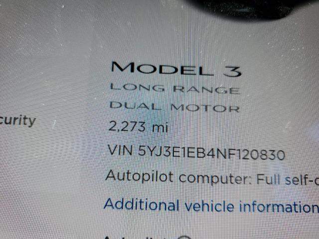 Photo 7 VIN: 5YJ3E1EB4NF120830 - TESLA MODEL 3 