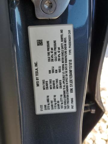 Photo 12 VIN: 5YJ3E1EB4NF151818 - TESLA MODEL 3 