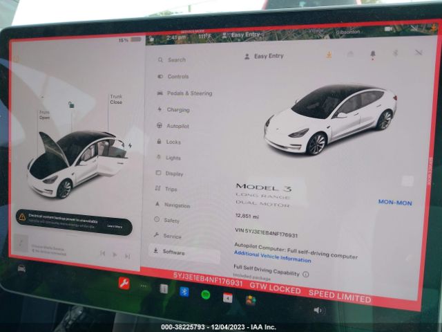 Photo 6 VIN: 5YJ3E1EB4NF176931 - TESLA MODEL 3 